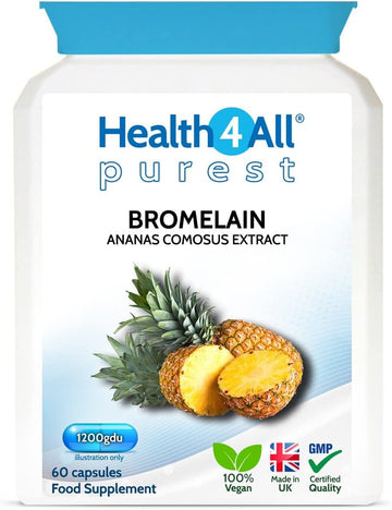 Health4All Bromelain 2500Gdu/G, 120 Capsules High Strength 1200Gdu Per Capsule, Pure Bromelain Supplement, Proteolytic Digestive Enzyme From Pineapple Extract (Not Tablets) | Made In Uk