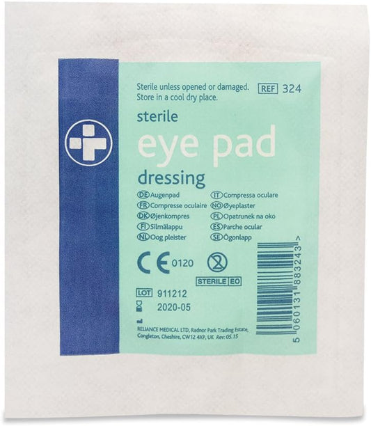 RELIANCE 324 HSE Sterile Wound Dressing Eye Pad 7.5 x 5.5cm : Amazon.co.uk: Health & Personal Care