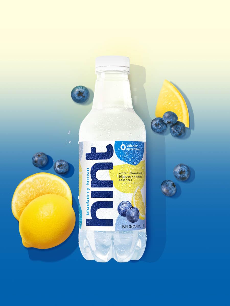 Hint Water Blueberry Lemon (Pack of 12), 16 Ounce Bottles, Pure Water Infused with Blueberry and Lemon, Zero Sugar-Calories-Sweeteners-Preservatives-Artificial Flavors, 16 Fl Oz (Pack of 12) : Grocery & Gourmet Food