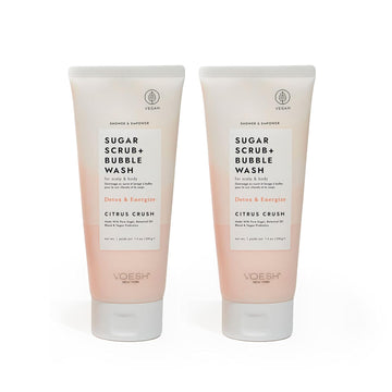 Voesh Sugar Scrub + Bubble Wash, Exfoliating Body Scrub & Body Wash, Lavender Land, Scalp Scrub, Scalp Care, Shower Sugar Scrub, Vegan Body Care