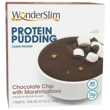 WonderSlim Protein Pudding, Chocolate Chip Marshmallows, Gluten Free, Low Carb (7ct)