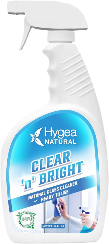 Clear 'N' Bright - Glass Cleaner Spray - Streak-Free & Ammonia-Free Window Cleaning - Eyeglass, Window & Mirrors Cleaning Supplies - Safe & Fast With Natural Ingredients (24 Oz Spray)