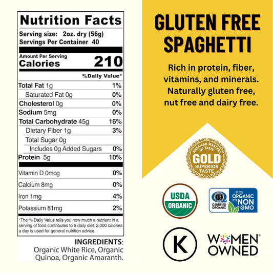 Mountain High Organics Certifed Organic Gluten Free Quinoa Pasta Spaghetti-1/5LB Bag