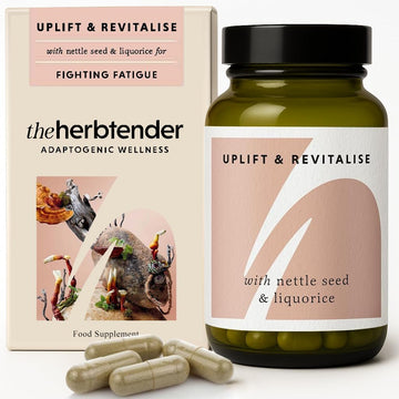 The Herbtender Uplift & Revitalise – Herbal Fatigue Fighter With Nettle Seed, Rhodiola & Reishi Adaptogens For Energy, Stamina & Vitality, Vegan, Organic, 60 Capsule Pouch