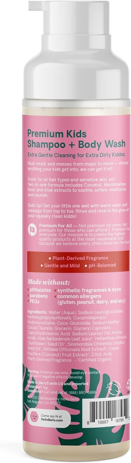 Hello Bello Watermelon Tear-Free Shampoo & Body Wash - 10 FL Oz + Conditioning Mist + Detangler, Hypoallergenic & Non-Greasy Leave-in Conditioning Spray, Vegan & Cruelty-Free, 6.7oz : Baby