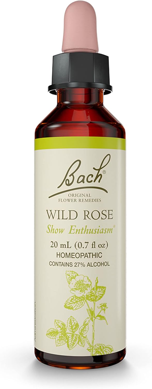 Bach Original Flower Remedies, Wild Rose for Enthusiasm, Natural Homeopathic Flower Essence, Holistic Wellness and Stress Relief, Vegan, 20mL Dropper