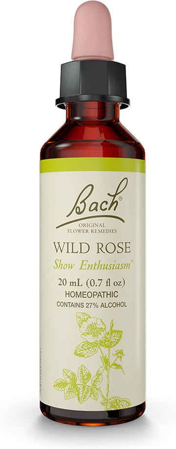 Bach Original Flower Remedies, Wild Rose For Enthusiasm, Natural Homeopathic Flower Essence, Holistic Wellness And Stress Relief, Vegan, 20Ml Dropper