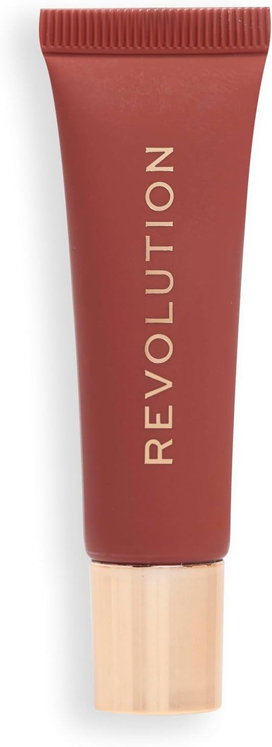 Makeup Revolution, Juicy Peptide Lip Balm, Hydrating Lip Balm With Sheer Colour, Infused With Vitamin E & Peptides, Nude Latte, 8Ml