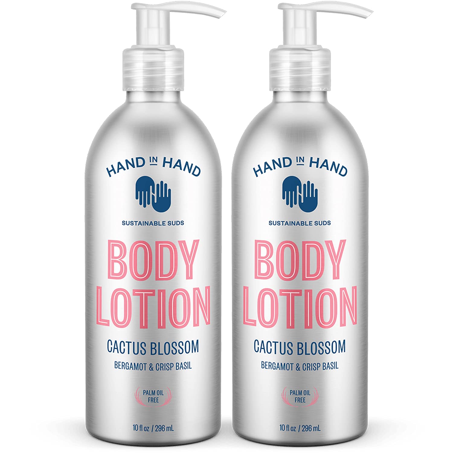 Hand In Hand Moisturizing Body Lotion, Dry Skin Lotion With Shea Butter, 10 Fl Oz, Bergamot & Crisp Basil, Cactus Blossom Scent, 2 Pack