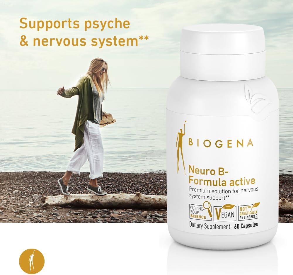 Biogena Vitamin B Complex Capsules With All 8 B-Vitamins B1, B2, B6, B12, Folate, Niacin, Biotin And Pantothenic Acid To Support Psyche & Nervous System** - Neuro B-Formula Active Gold : Health & Household