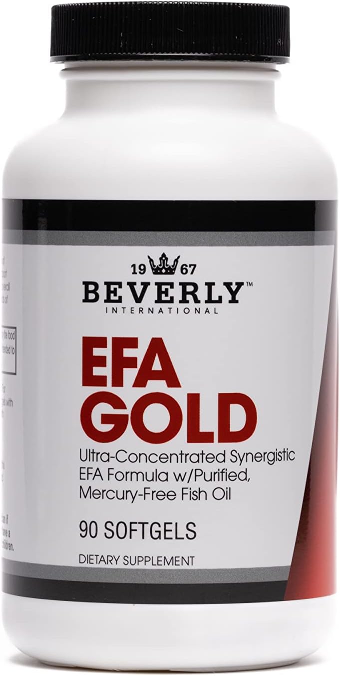 Beverly International Efa Gold, 90 Softgel Capsules. High Potency Omega-3S Epa And Dha + Omega 6&9 Fatty Acids. Combination Fish, Flaxseed And Borage Oil