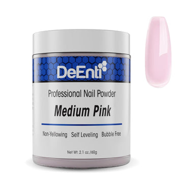 Deenti Acrylic Nail Powder, 2Oz Medium Pink Acrylic Powder Dip For Nails, Long Lasting Salon Quality, Bubble Free Professional Nail Powder For Manicure, Nail Art, Fake Nails, Nail Carving & Extensions