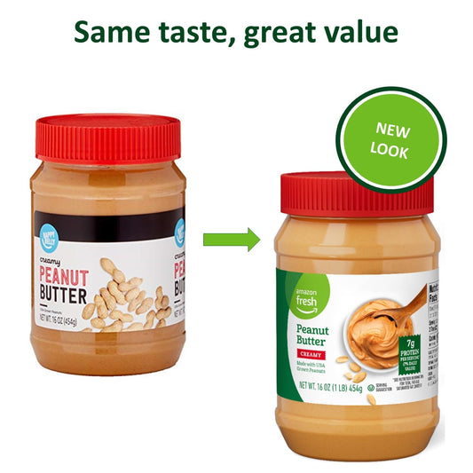 Amazon Fresh, Creamy Peanut Butter, 16 Oz (Previously Happy Belly, Packaging May Vary)