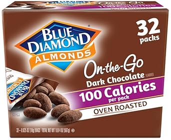 Blue Diamond Almonds Dark Chocolate Cocoa Dusted Snack Nuts Perfect For On-The-Go Snacking, School, Gym, And Kids, 100 Calorie Packs, 32 Count