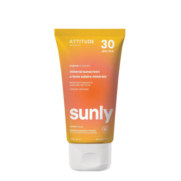 ATTITUDE Mineral Sunscreen with Zinc Oxide, SPF 30, EWG Verified, Broad Spectrum UVA/UVB Protection, Dermatologically Tested, Vegan, Tropical, 5.2 Ounces