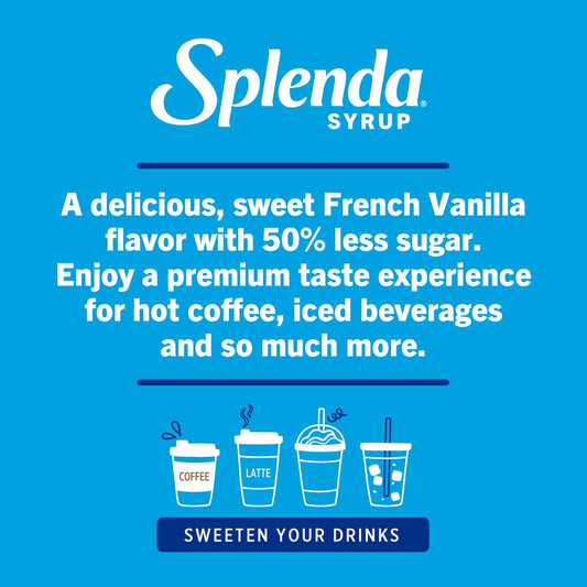 Splenda Coffee Syrup, French Vanilla, Reduced Sugar, Flavored Liquid Syrups For Drinks, 750 Ml Bottle