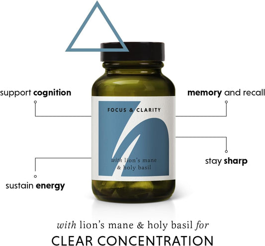 The Herbtender Focus & Clarity – Lion'S Mane Focus Supplement With Holy Basil, Rosemary & Adaptogens For Memory, Concentration & Cognitive Support, Vegan, Organic Capsules, 60 Capsules