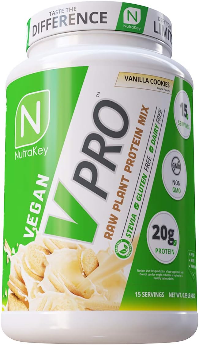 Nutrakey V-Pro, Raw Plant Protein Powder, Organic, Vegan, Low Carb, Gluten Free With With 20G Of Protein (Vanilla Cookie) 1.78-Pound