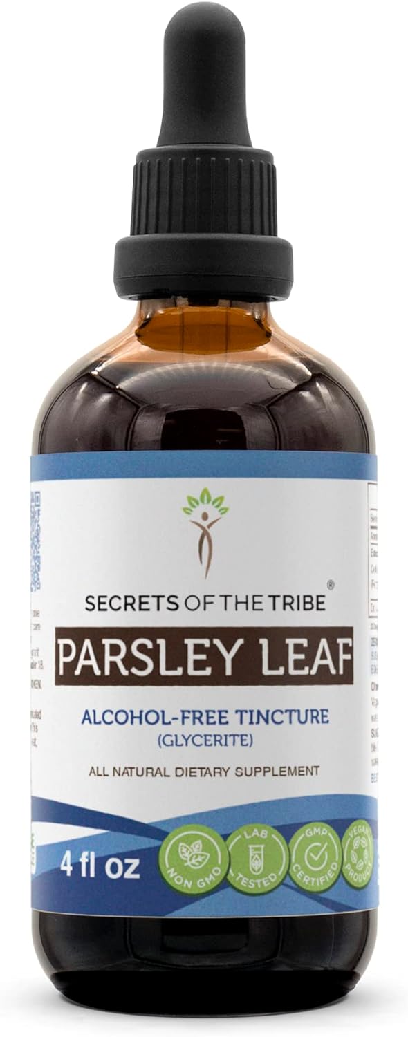 Secrets of the Tribe Parsley Leaf Alcohol-Free Liquid Extract, Parsley (Petroselinum crispum) Dried Leaf Tincture Supplement (4 FL OZ)
