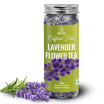 Blue Tea - Lavender Flower Herbal Tea Loose Leaf- 1.05 Oz (30 Cups) | Soothing Tea | Herbal Tea- Flower Based - Vegan - Gmo-Free - Caffeine-Free-Natural Ingredients | Recyclable Pet Jar Pack