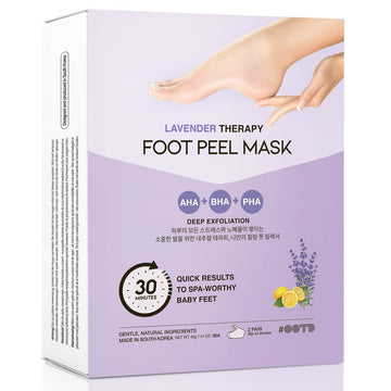 Lavender Therapy Vegan Aha, Bha Foot Peel Mask For Dead Skin And Calluses, 2 Pack - Exfoliating Foot Mask, Moisturizing Foot Mask, Aromatherapy Bliss