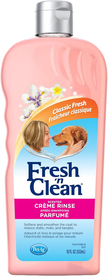 Pet-Ag Fresh ’N Clean Scented Creme Rinse Conditioner, Classic Fresh Scent - 18 Oz - Reduces Mats And Tangles With Vitamin E & Aloe Vera - Strengthens & Repairs Coats - Soap Free