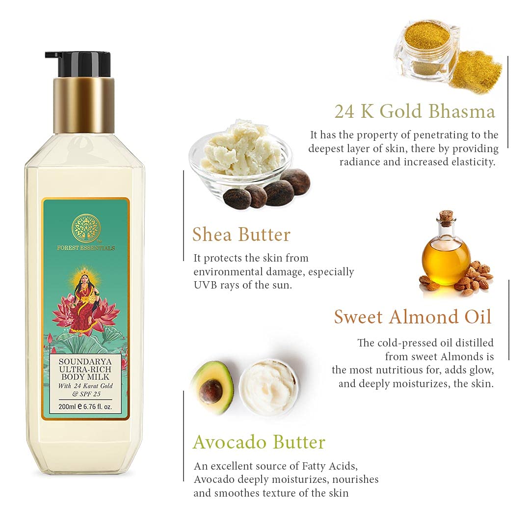 Forest Essentials Soundarya Ultra Rich Body Lotion With Natural Spf, 200Ml : Beauty & Personal Care