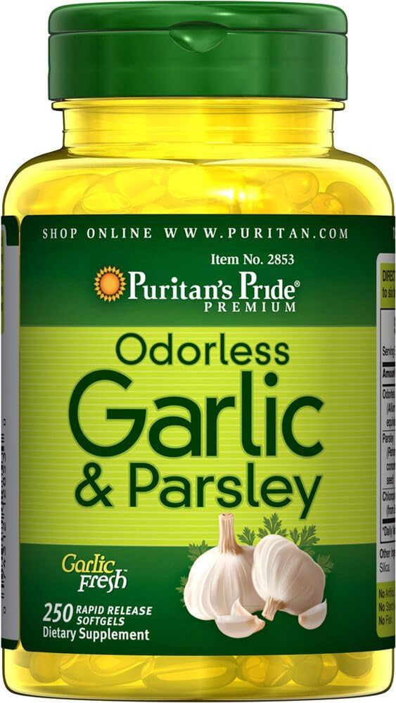 Puritan's Pride Odorless Garlic & Parsley 500 Mg / 100 Mg, 250 Count : Health & Household