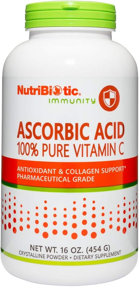 Nutribiotic Ascorbic Acid Vitamin C Powder, 1 | Pharmaceutical Grade L-Ascorbic Acid, 2000 Mg Per Serving | Essential Immune & Antioxidant Collagen Support Supplement | Vegan, Gluten & Gmo Free