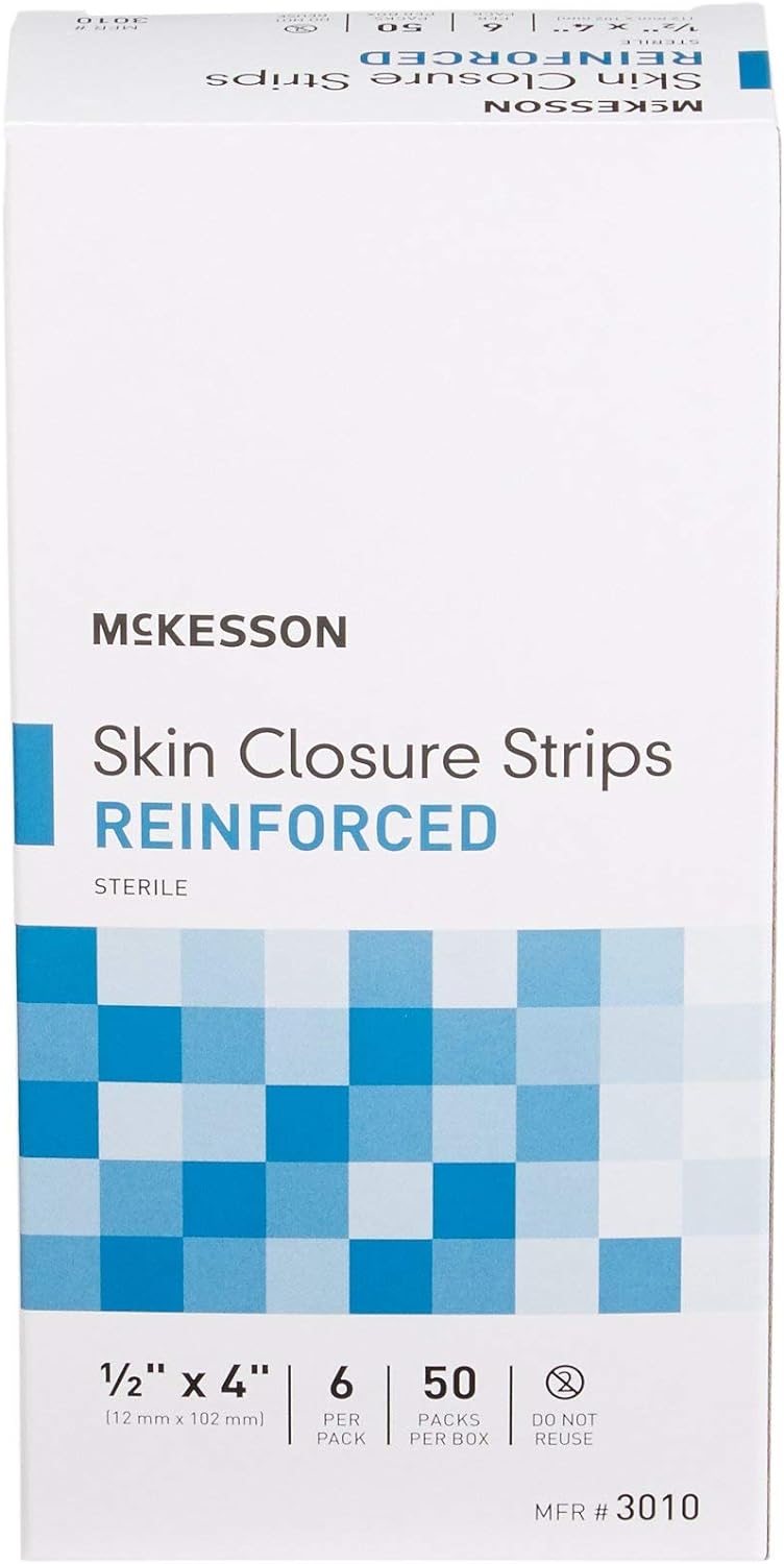 McKesson Skin Closure Strips, Sterile, Reinforced, 1/2 in x 4 in, 50 Count : Health & Household