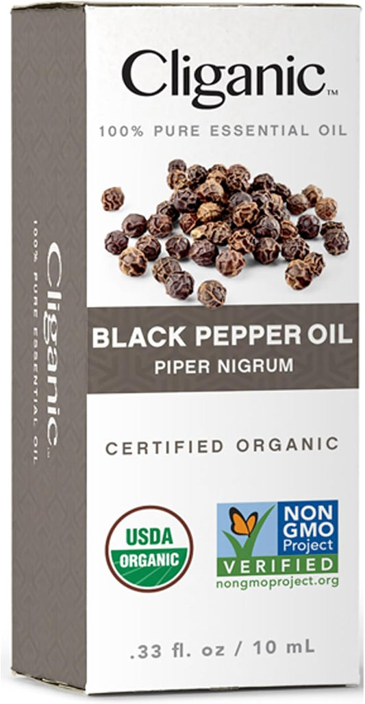 Cliganic Organic Black Pepper Essential Oil, 100% Pure Natural for Aromatherapy | Non-GMO Verified : Health & Household