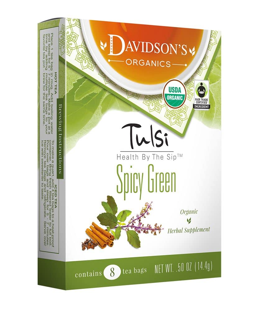 Davidson'S Organics, Tulsi Spicy Green, 8-Count Tea Bags, Pack Of 12