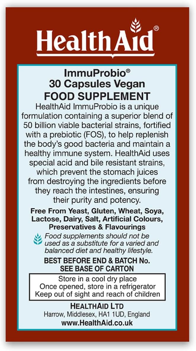 HealthAid ImmuProbio Pack of 2 x 30 Vegan Capsules (60 Capsules) : Amazon.co.uk: Health & Personal Care