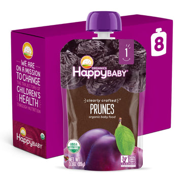 Happy Baby Organics Clearly Crafted Stage 1 Baby Food 1 Prunes 3.5 Ounce (Pack Of 8)