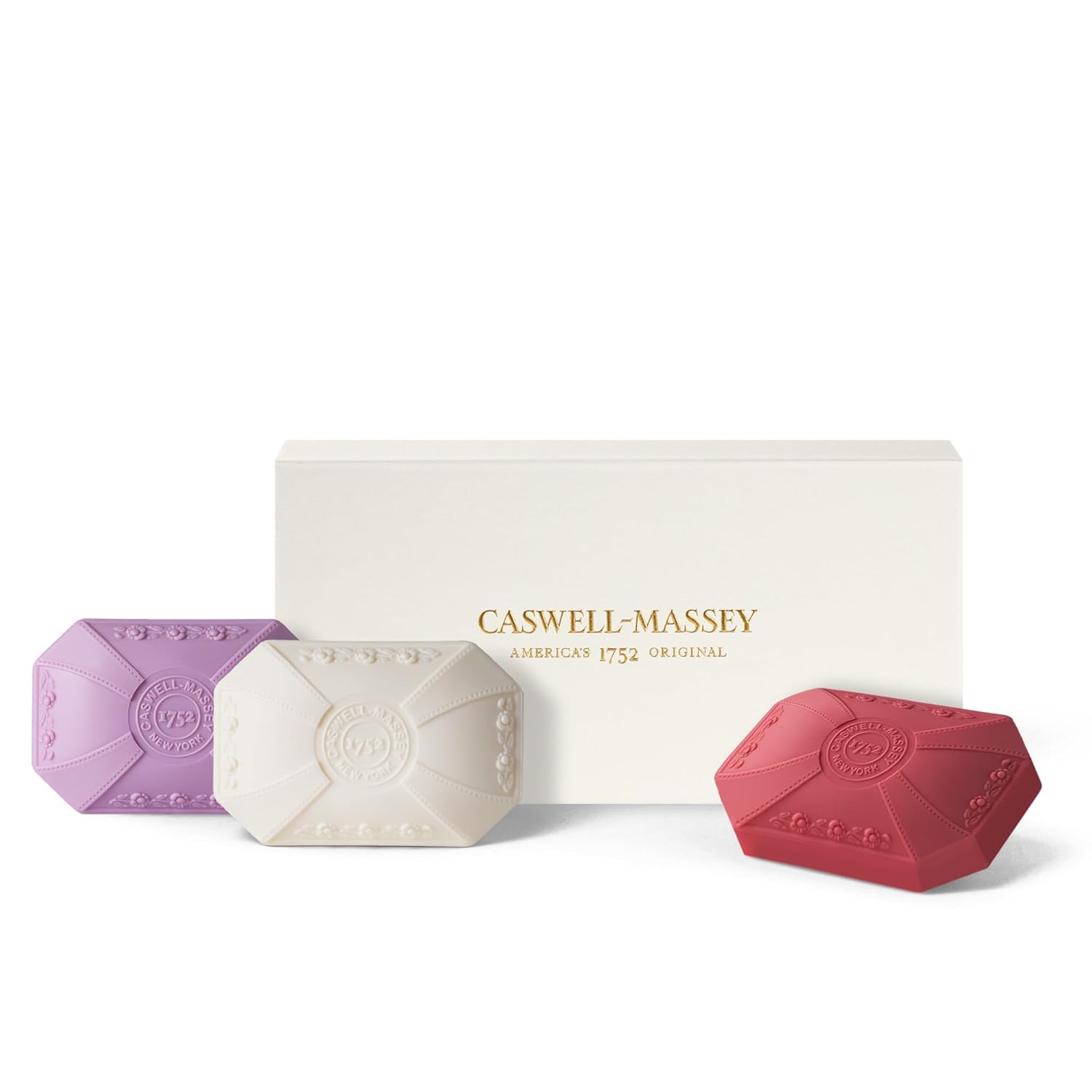 Caswell-Massey Lilac, Gardenia & Honeysuckle Scents, Natural Bar Soap Gift Set For Women, Moisturizing Body Soap Bars With Essential Oils, Plant-Based Triple-Milled Luxury Soap For Soft Skin, 3X3.5 Oz