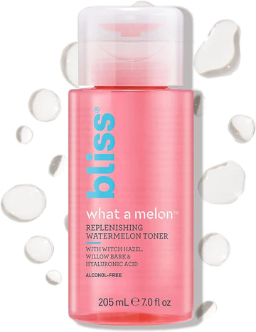 Bliss What a Melon Alcohol-Free Toner With Witch Hazel, Willow Bark and Hyaluronic Acid - Replenishing Watermelon for Combination Skin - Clean, Cruelty-Free, Vegan - 205 ml