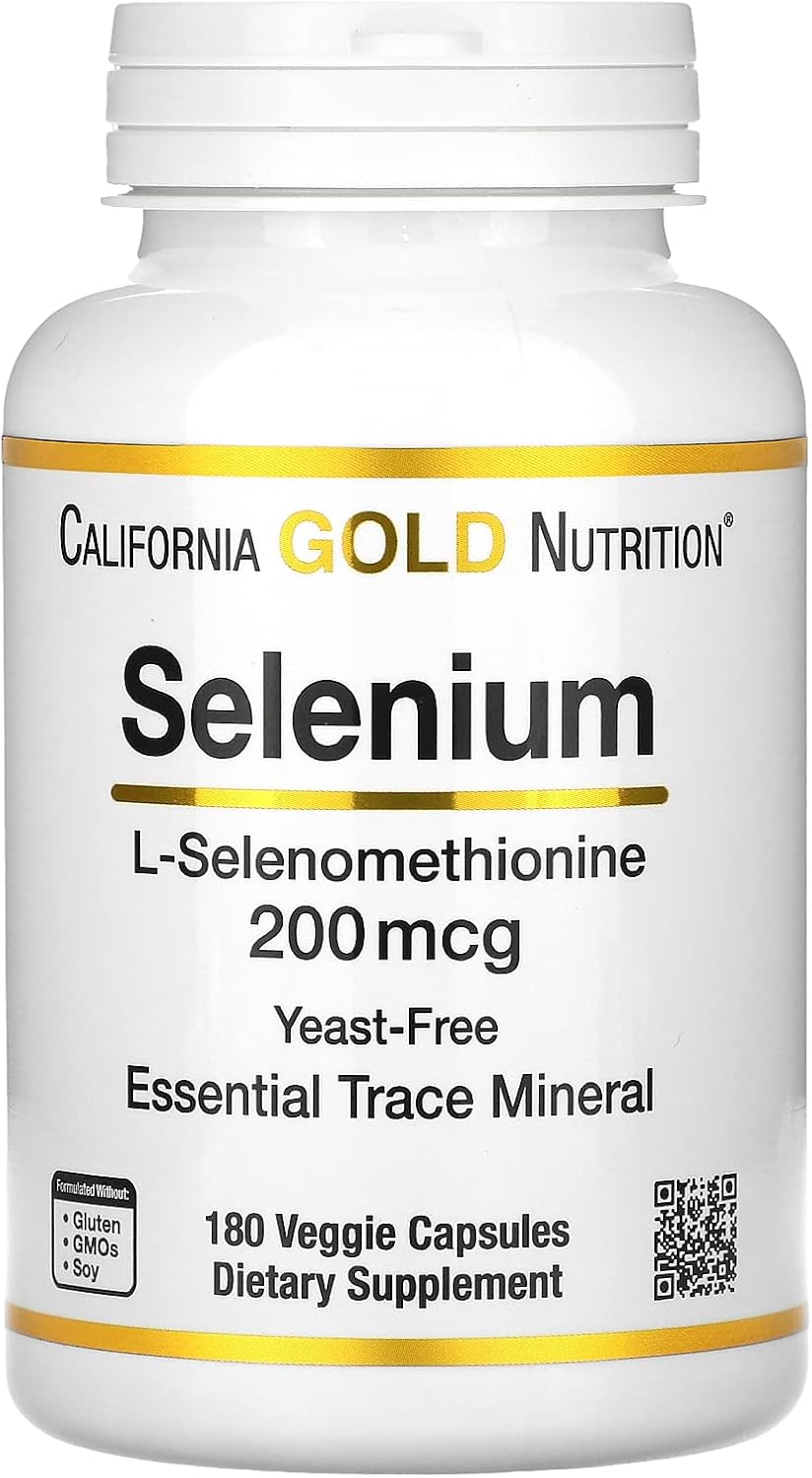 Selenium, L-Selenomethionine, Essential Mineral Antioxidant Support, Yeast-Free, 200 Mcg, 180 Veggie Capsules