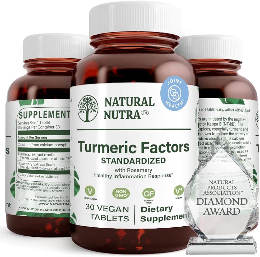 Natural Nutra Turmeric Curcumin With 95% Curcuminoids Extract Supplement With Rosemary For Brain Health, 350 Mg, 30 Vegan Tablets