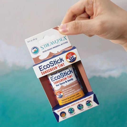 STREAM 2 SEA EcoStick SPF 35 Mineral Sunscreen Stick, Sweat and Water Resistant Sunblock, USDA Approved Biodegradable Paraben Free and Reef Safe Sunscreen Protection Against UVA UVB (EcoStick Tint)