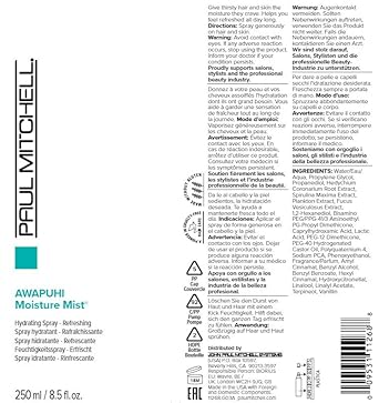 Paul Mitchell Awapuhi Moisture Mist, Hydrating Spray For Hair + Skin, 16.9 fl. oz. : Beauty & Personal Care