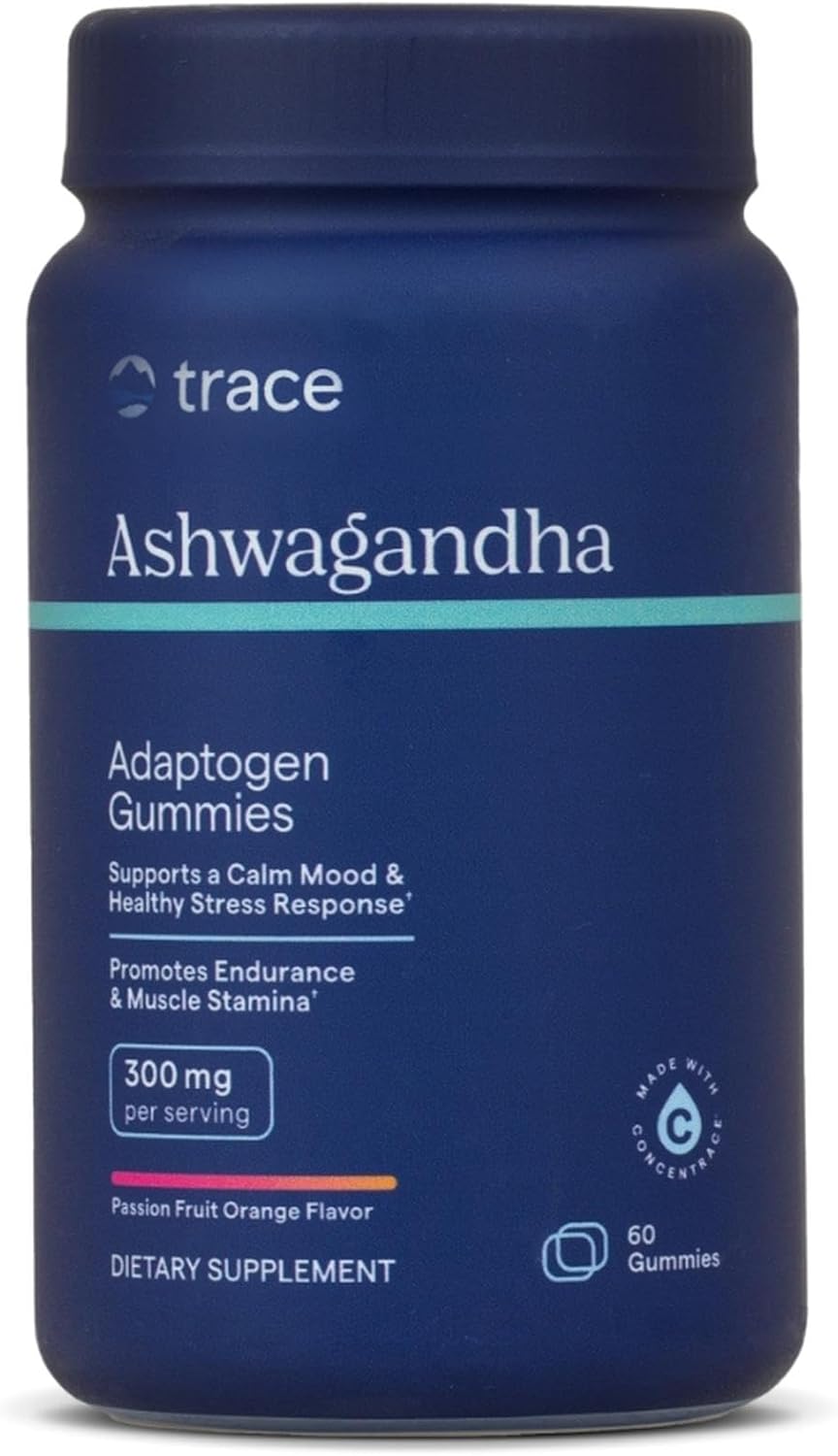 Trace Minerals Ashwagandha Gummies, 300Mg - Health Supplement To Support Brain & Immune Health - Relaxation Supplement To Aid Calm & Restful Sleep - Passion Fruit Orange, 60 Gummies (30 Servings)