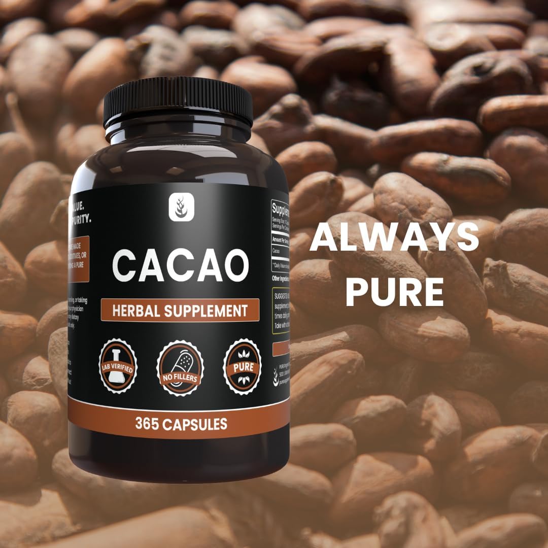 Pure Original Ingredients Cacao (365 Capsules) No Magnesium Or Rice Fillers, Always Pure, Lab Verified : Health & Household