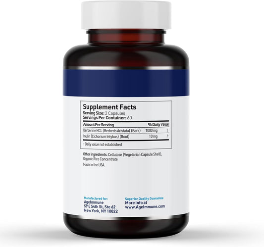Berberine 1000Mg Supplement Complex With Inulin Prebiotic - Berberine 500Mg Per Capsule - Doctor Formulated Supplements For High Absorption From A Doctor-Owned Brand