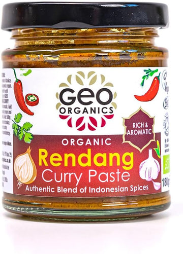 Geo Organics Rendang Curry Paste 180G (Pack Of 1) Serves 4 | Organic Indonesian Curry Paste | Vegan-Friendly Organic Curry Paste | Authentic Recipe Vegan Curry | Indonesian Food
