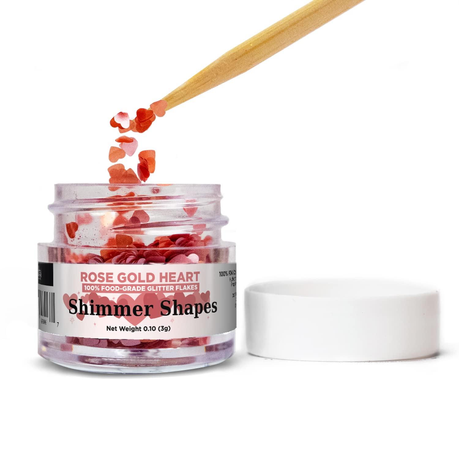 Bakell'S Rose Gold Heart (15 Gram 1X Jar) | Edible Glitter Shapes For Shimmering Romantic Creations!