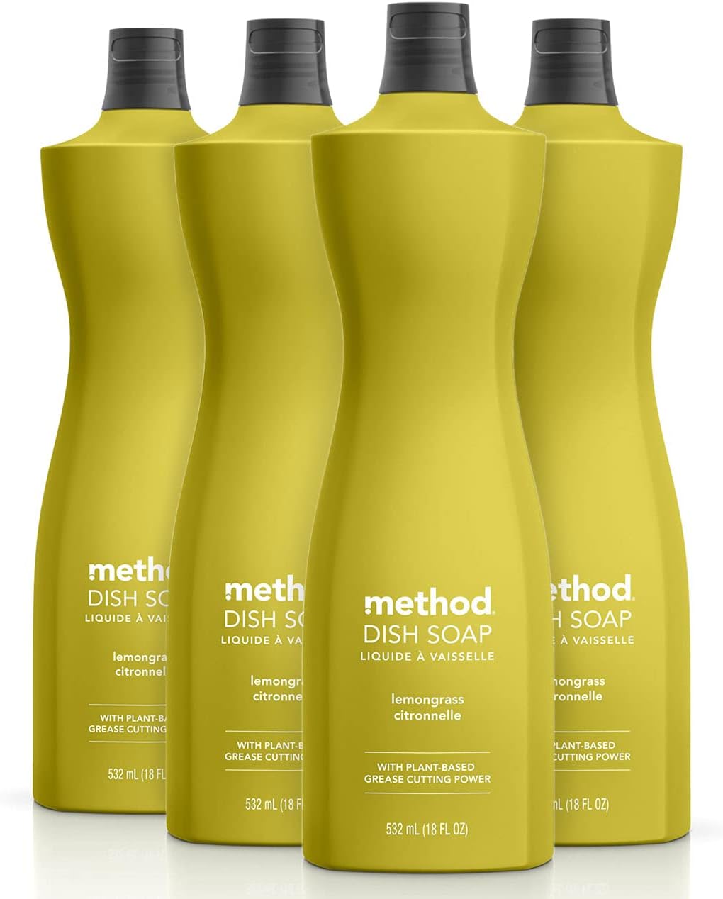 Method Gel Dish Soap, Lemongrass, Biodegradable Formula, Tough on Grease, 18 Fl Oz (Pack of 4)