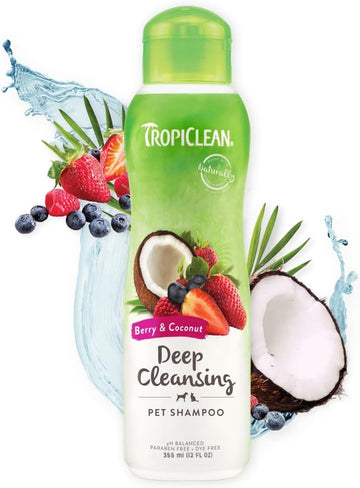 TropiClean Dog Shampoo Grooming Supplies - Deep Cleansing & Moisturising Dog and Cat Shampoo - Soap and Paraben Free -Derived from Natural Ingredients - Used by Groomers - Berry & Coconut, 355ml?TRBESH12Z