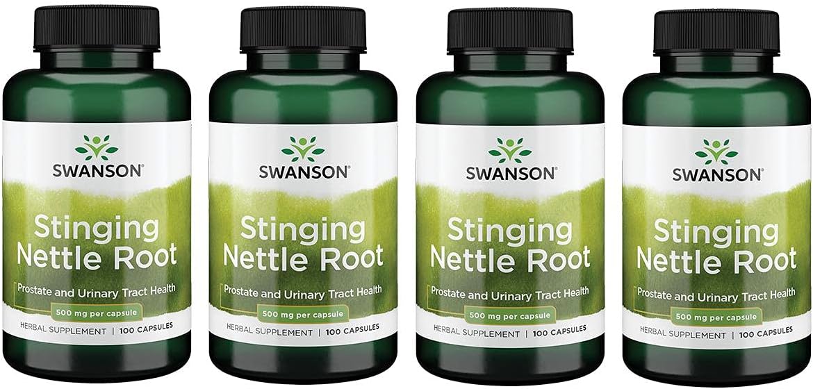 Swanson Stinging Nettle Root (Urtica Dioica) - Herbal Supplement - (100 Capsules, 500Mg) 4 Pack