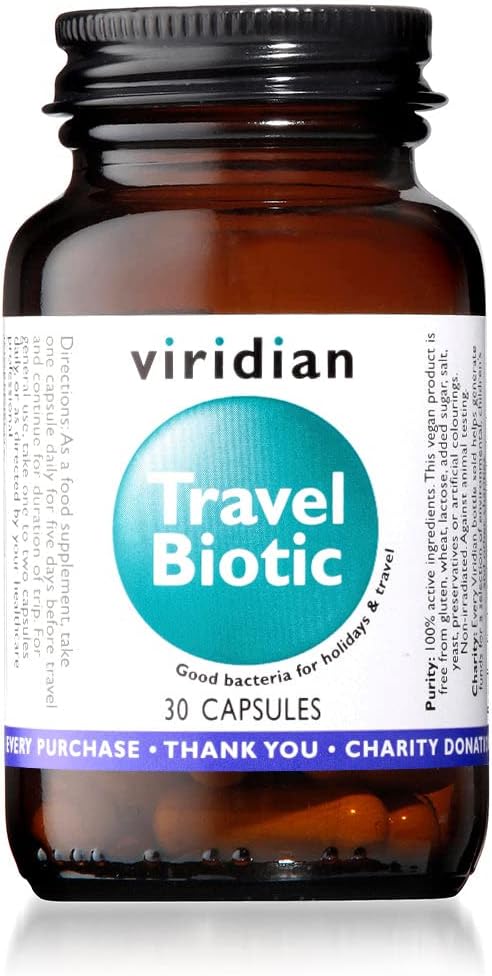 Viridian - Travel Biotic, 30 Caps | Digestive Health Support For Work & Holiday Travel | Contains Friendly Yeast, Saccharomyces Boulardii With Ginger | Nutritionist Formulated