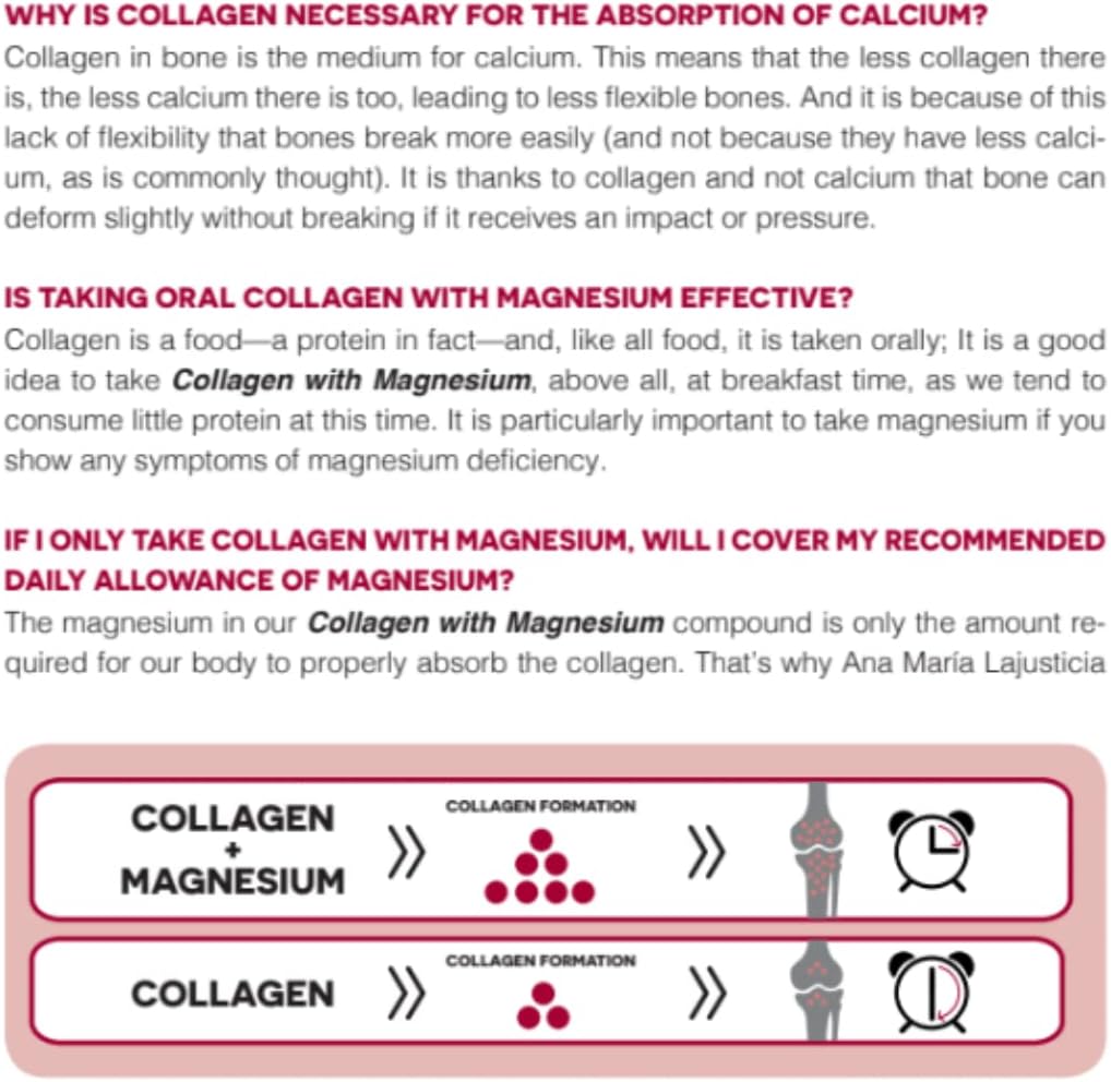 Ana Maria Lajusticia Collagen With Magnesium 180 Tabs - Healthy Teeth, Skin & Bones - Energy-Full - Gluten-Free - Easy-To-Use - Rejuvenates Your Skin & Strengthens Nervous System - From Spain : Health & Household